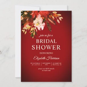 Invitation Romantique Rouge Autumn Fête des mariées florale