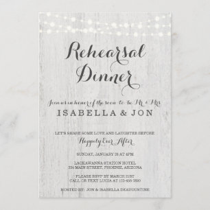 Invitation Romantique rustique de l'invitation de dîner de