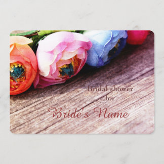 Invitation Romantique rustique pays ranunculus wreath