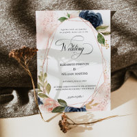 Romantique Script Blush Rose Marine Mariage Floral