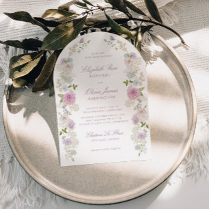 Invitation Romantique Soft Pastel Monogram Arch Mariage