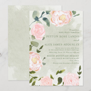 Invitation Romantique Springtime Blush rose Mariage Floral