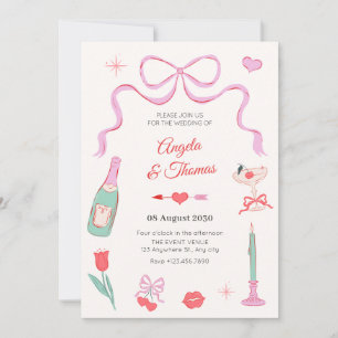 Invitation Romantique sucré valentine pastel mariage