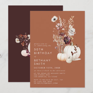Invitation Romantique Terracotta Fleur sauvage fête d'anniver