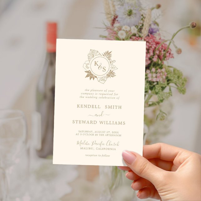 Invitation Romantique Tropical Greenery Mariage Sauvez la dat (Créateur téléchargé)