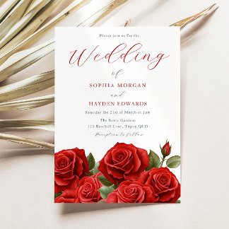 Invitation Romantique Vibrant Roses rouges Mariage
