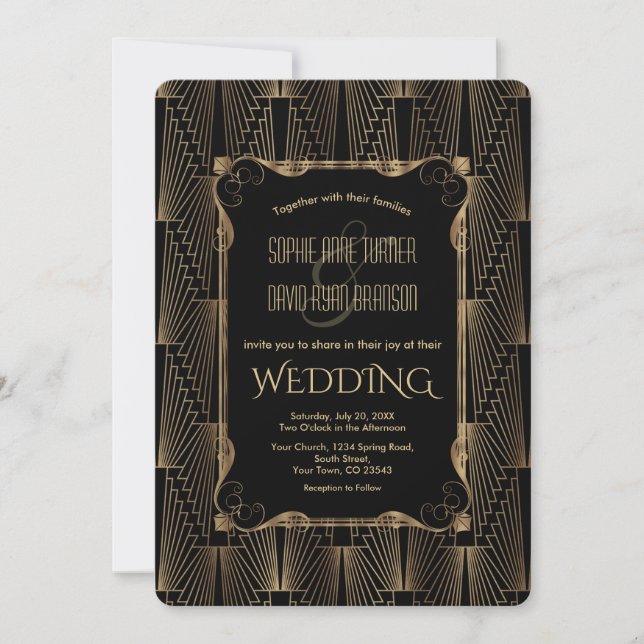 Invitation Romantique Vieux Hollywood Noir Grand Gatsby Maria (Devant)