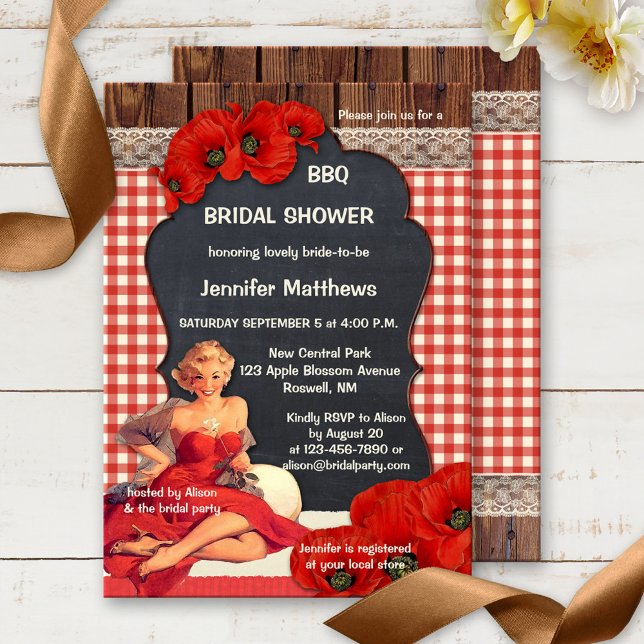 Invitation Romantique Vintage BBQ Douche nuptiale (Créateur téléchargé)