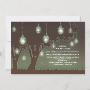 Invitation Romantique Vintage lanternes arbre mariage rustiqu