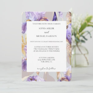 Invitation Romantique violet Iris Mariage Floral