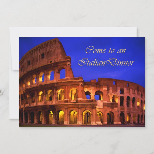Invitation Rome Colosseum au dîner d'Italien de nuit (Devant)