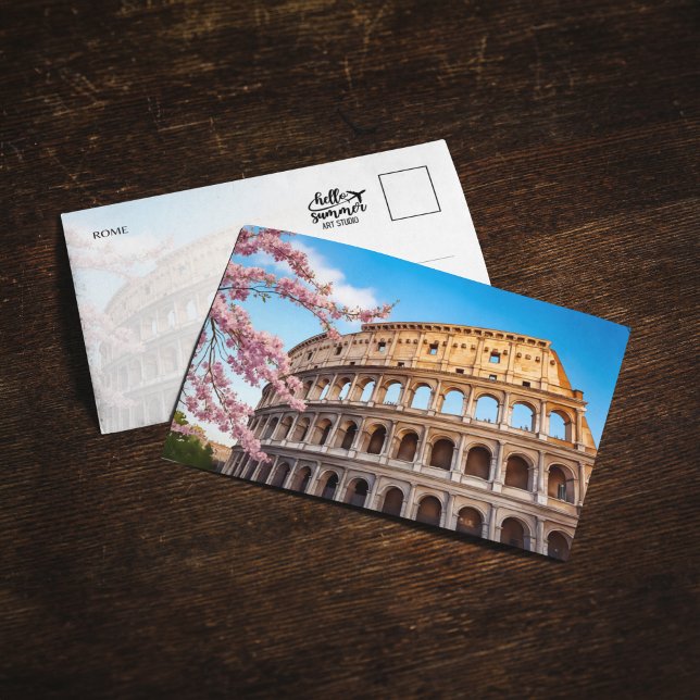 Invitation Rome Colosseum Italy Painted Postcard (Créateur téléchargé)