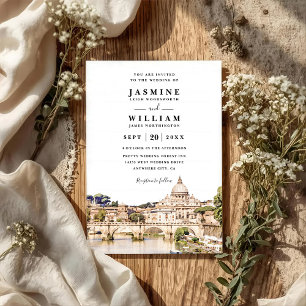 Invitation ROME Italie Skyline Destination Code QR Mariage