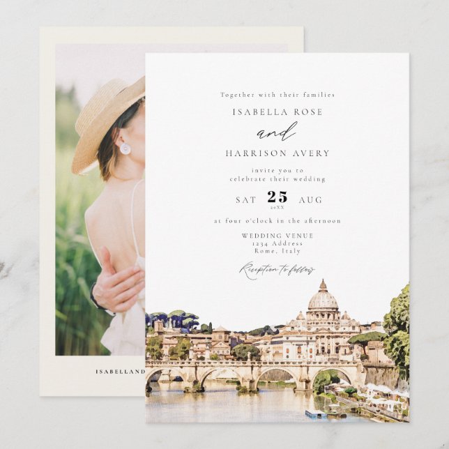 Invitation ROME Italie Skyline Destination Mariage (Devant / Derrière)