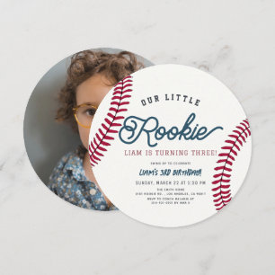 Invitation Rookie Baseball Boy Birthday Photo Circle