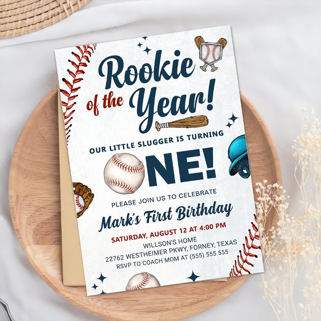 Invitation Rookie de l'année 1er anniversaire de la fête de b (Créateur téléchargé)