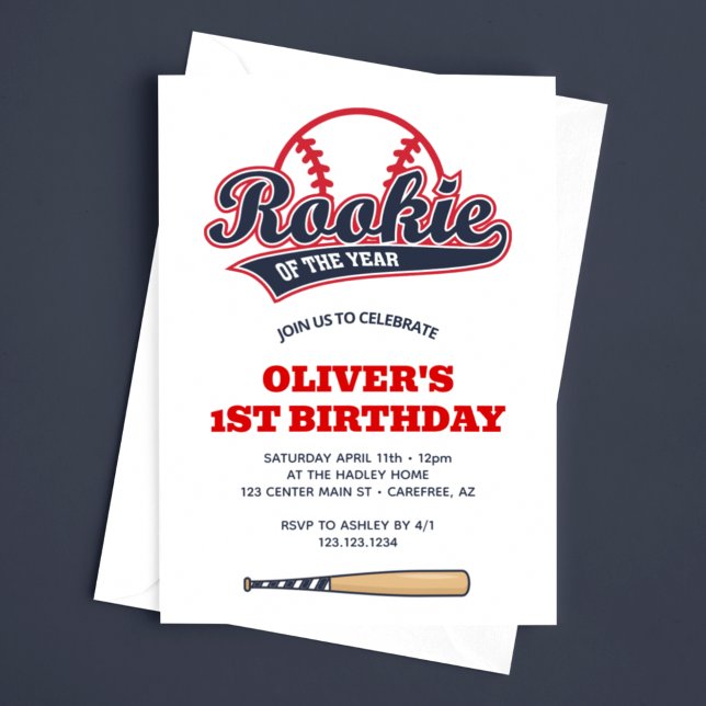 Invitation Rookie de l'année 1er anniversaire de l'enfant (Créateur téléchargé)
