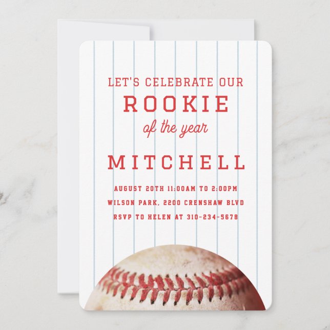 Invitation Rookie de l'année 1er anniversaire fête (Devant)