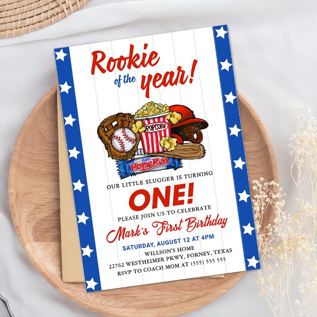 Invitation Rookie de l'année Baseball 1er anniversaire (Créateur téléchargé)