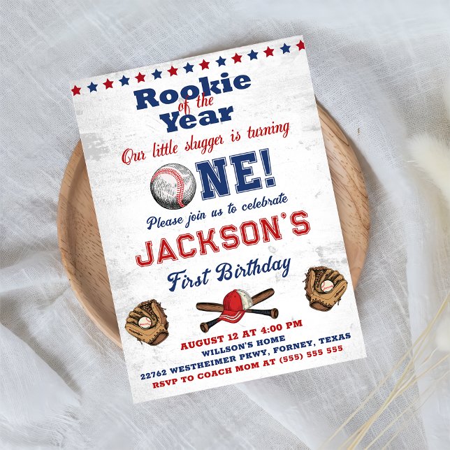 Invitation Rookie de l'année Baseball 1er Anniversaire Batter (Créateur téléchargé)