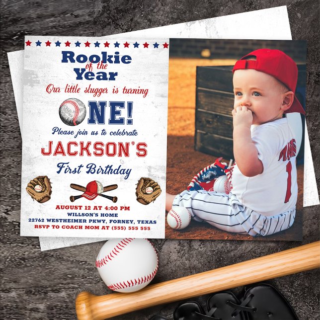 Invitation Rookie de l'année Baseball 1er Anniversaire Batter (Créateur téléchargé)