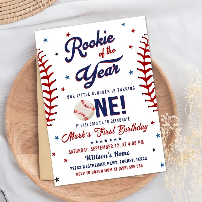 Invitation Rookie de l'année Baseball 1er anniversaire fête (Créateur téléchargé)