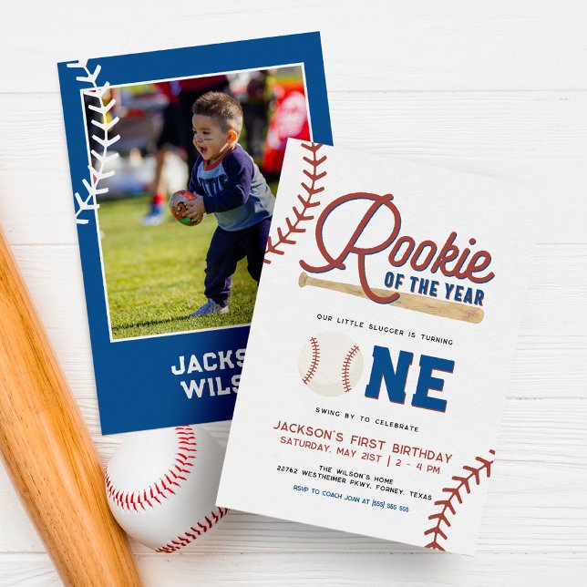 Invitation Rookie de l'année Baseball 1er Anniversaire Fête I (Créateur téléchargé)