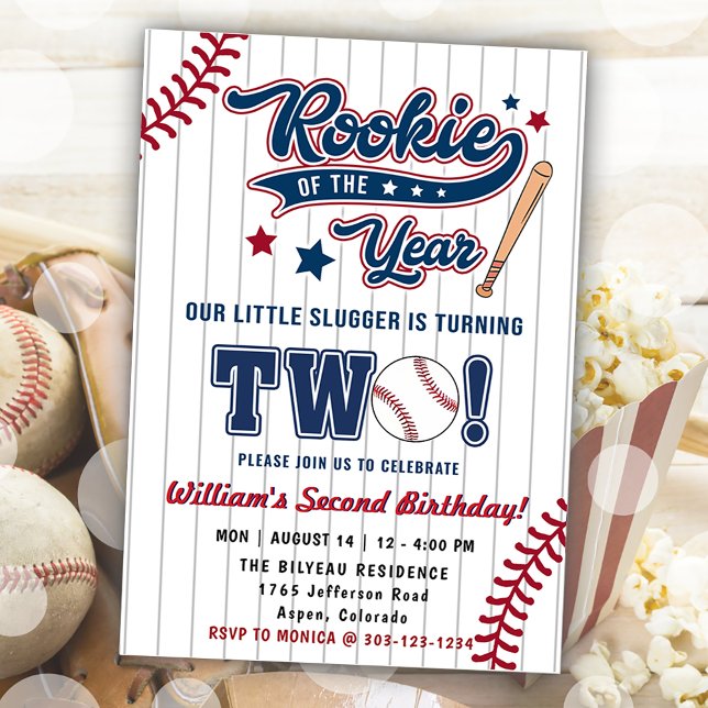 Invitation Rookie de l'année Baseball deuxième 2e anniversair (Créateur téléchargé)