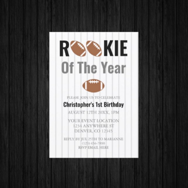 Invitation Rookie De L'Année Football 1Er Anniversaire (Créateur téléchargé)