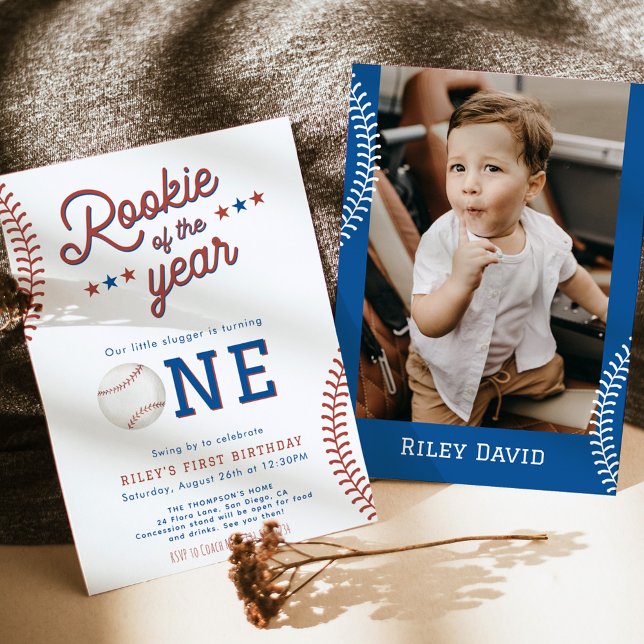 Invitation Rookie de l'année Premier anniversaire de la fête  (Créateur téléchargé)