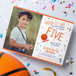 Invitation Rookie Hoop It Up Basketball Photo Anniversaire