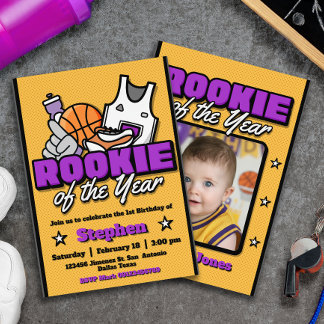 Invitation Rookie of the Year - Boy First Birthday Basketball