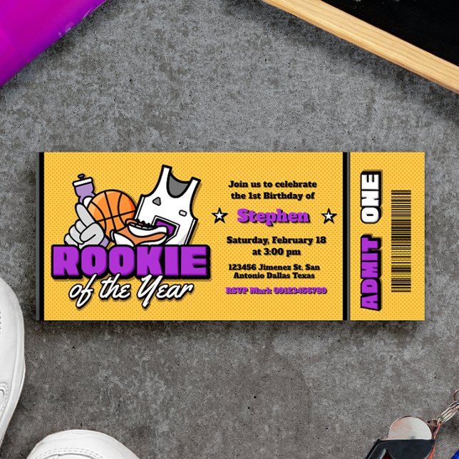 Invitation Rookie of the Year - Boy First Birthday Ticket (Rookie of the Year - Boy First Birthday Ticket Invitation)