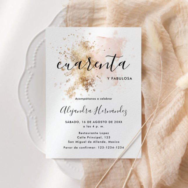 Invitation Rosa Cuarenta y Fabulosa Cumpleaños (Créateur téléchargé)
