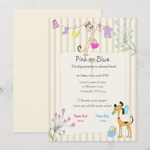 Invitation Rosa ou Bleu Révélation du Sexe Chien & Chat