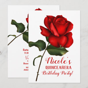 Invitation Rosa Roja La Belleza y La Bestia Fête de Quinceañe