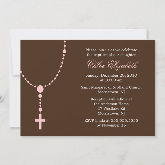 Invitation Rosaire rose (Devant)