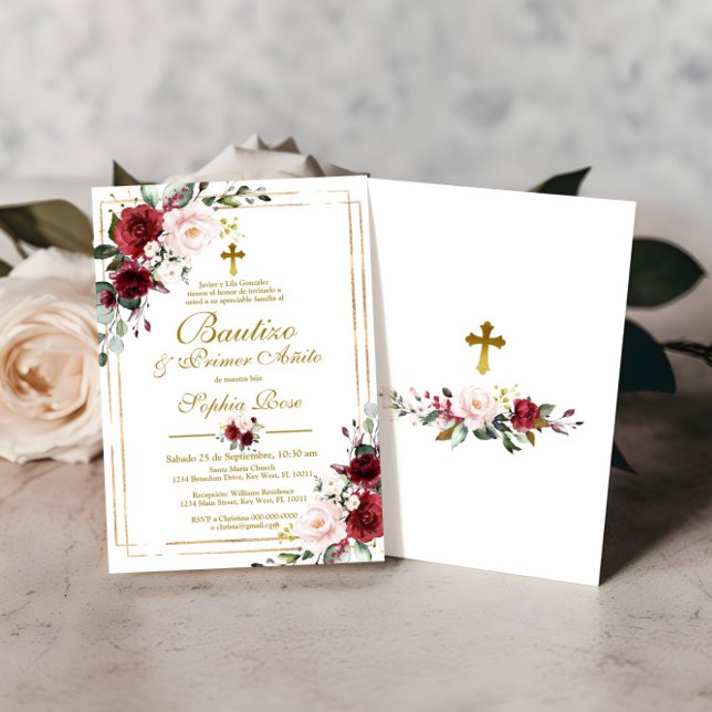 Invitation Rosas Rojas para Bautizo & Primer Añito (Créateur téléchargé)