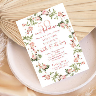 Invitation Rose 50 & Fabulosité 50e Anniversaire Garden Tea P