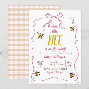 Invitation Rose A Sweet Petit Miel En vichy Baby shower