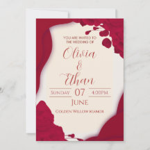 Invitation Rosé Amour - Invitation florale rouge