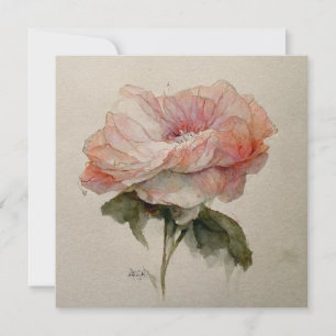 Invitation Rose Aquarelle Peinture à l'aquarelle de rose