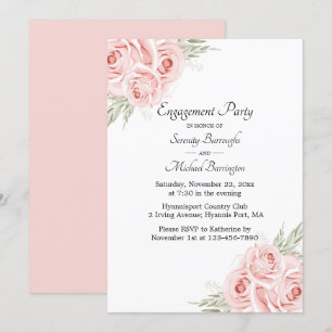 Invitation Rose Aquarelle rose Floral Engagement Party Invi