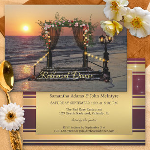 Invitation Rose Arbor Beach Répétition de mariage Dîner