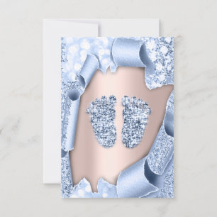Invitation Rose Baby shower bleu Parties scintillant garçon p