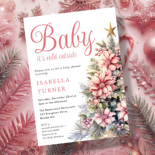 Invitation Rose   Baby shower d'hiver de l'arbre de Noël