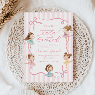 Invitation Rose Ballet Fille Arc Cérémonie de Naissance
