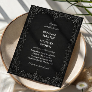 Invitation Rose Baroque Monochrome