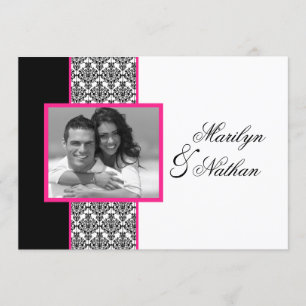 Invitation rose blanc noir de mariage de photo de