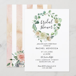 Invitation Rose blanche Aquarelle de couronne Elegant Romance